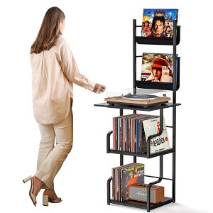 MOEPISY Record Player Stand with Vinyl Storage, Tall Record Player Table with Rack Turntable Stand - 1 of 4