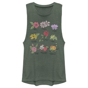 Juniors Womens Disney Princess Floral Chart Festival Muscle Tee - 1 of 4