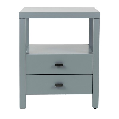 Easton Modern Gray Acacia Wood 2-Drawer Nightstand