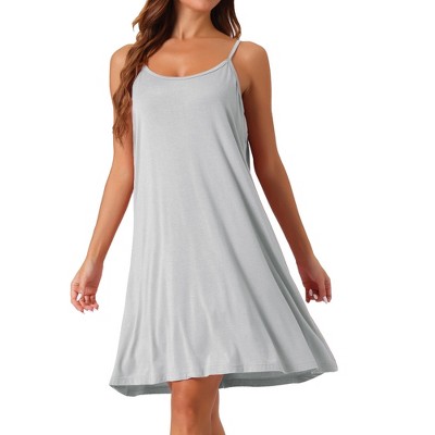 cheibear Women's Elegant U-Neck Sleeveless Lounge Dress Spaghetti Strap Tank Pajamas Nightgown