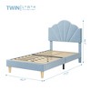 Blue Twin Platform Bed Frame, Blue Twin Upholstered Bed Frame with Height Adjustable Headboard - 2 of 4