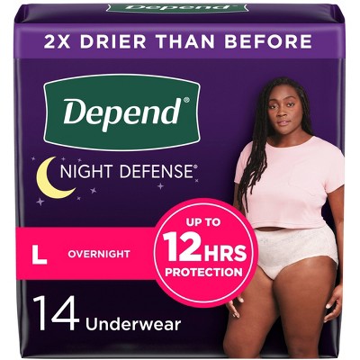Depend Night Defense Adult Incontinence Underwear for Women - Overnight Absorbency - Blush