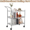 Heavy Duty  Wire Rack Cart On Wheels,Commercial Grade Rolling Utility Cart for Kitchen Pantry Steel Frame with Handle & Shelves - 2 of 4