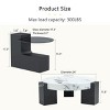 Modern Double Layer Round Coffee Table with Marble Finish Removable Gray Glass Top Black L Shaped Base Space Saving Living Room Table-The Pop Home - 4 of 4