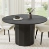 PexFix 52 in.H Solid Wood Round Dining Table Kitchen Table for 4-6 with Tabletop and Cylindrical Base for Living/Dining Room Coffee Office in Black - 2 of 4