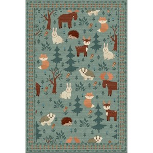 Large Cute Animal Machine Washable Rug with Non Slip Backing Ultra-Thin Non Shedding Stain Resistant Rug for Bedroom Playroom Nursery Kids Room - 1 of 4