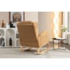 Vynxaria Khaki Teddy Fabric Rocking Accent Chair with Wooden Legs, Indoor Rocker - 3 of 4