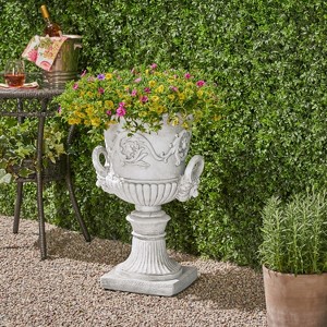 GDFStudio Tunlaw Outdoor Traditional Roman Chalice Stone Garden Urn Planter - 1 of 4
