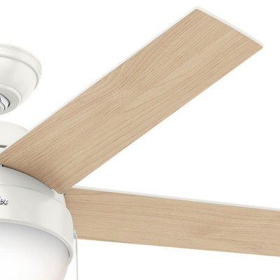 46" Fresh White and Natural Wood Ceiling Fan with LED Light