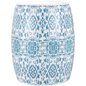 Sebryna 17.91" Garden Stool - ACS4592 - Indoor/Outdoor - Blue/White - Safavieh - 1 of 4