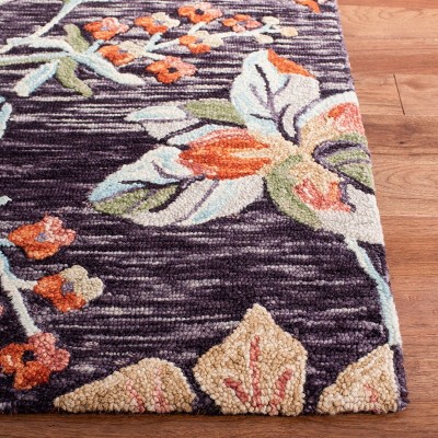 Handmade Tufted Tribal Blue Wool Square Accent Rug 59"