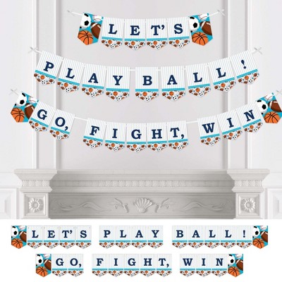 Big Dot of Happiness Go, Fight, Win - Sports - Baby Shower or Birthday Party Bunting Banner - Party Decorations - Let's Play Ball Go, Fight, Win