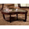 Kinto Glass Top Insert Coffee Table Dark Cherry - HOMES: Inside + Out: Solid Wood, Arched Legs, Lower Shelf - 2 of 3