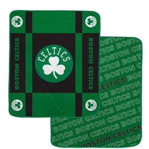 NBA Boston Celtics 60"x70" Reverse Block Wordmark Double Sided Flannel Fleece Blanket - 1 of 3