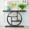 Lirago 4-Tier Entryway Table with Circular Metal Frame Made of Engineered Wood & Metal 11.81"D x 41.34"W x 31.5"H Rustic Black - 2 of 4