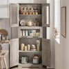Narrow Bathroom Storage Cabinet, 67" H Tall Slim Cabinet with Glass Doors and Adjustable Shelf, Freestanding Slim Cupboard - 4 of 4