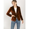 INSPIRE CHIC Women's Office Solid Shawl Collar Jetted Pockets One Button Velvet Blazer - 3 of 4
