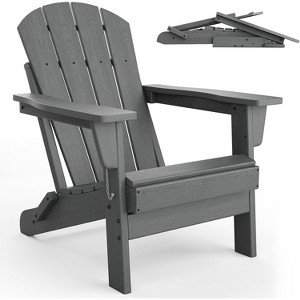 homfan Folding Adirondack Chair, HDPE Outdoor All-Weather Fire Pit Chairs, Outdoor Wooden Lounge Chair, Modern Lounger Adirondack Chairs - 1 of 4