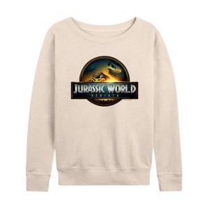 Women's - Jurassic World: Rebirth - Logo Lightweight French Terry Wide Neck Long Sleeve Shirt - 1 of 4