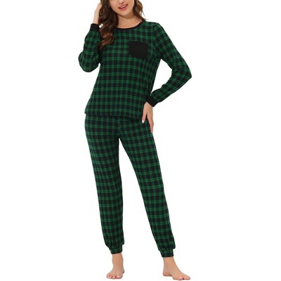 Cheibear Women's Soft Long Sleeves Winter Lounge Plaid Pajamas Sets  Loungewear : Target