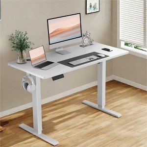 GlasFlength Desks Ergonomic Standing Desk, Height Adjustable Computer Desk with Control Panel Headphone Hook, Height 28.7'' to 48'', White,40Inches - 1 of 4