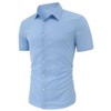 Men's Muscle Shirts Short Sleeve Button Up Shirt Slim Fit Dress Shirts - image 2 of 4