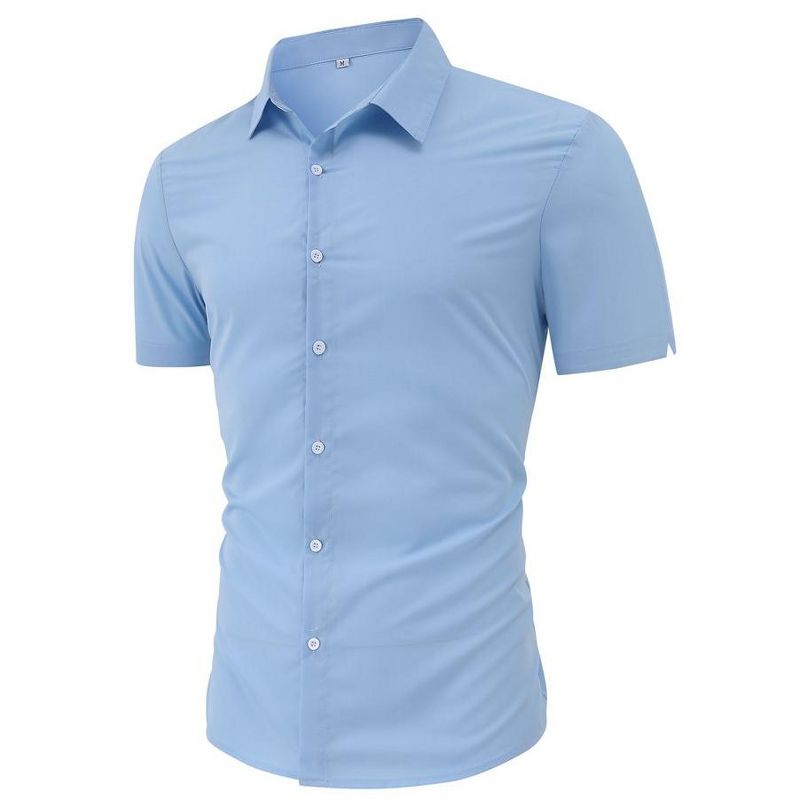 Men's Muscle Shirts Short Sleeve Button Up Shirt Slim Fit Dress Shirts, 2 of 6