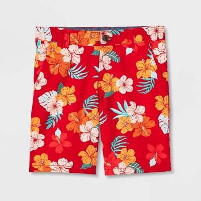 Boys' Stretch Flat Front Chino Shorts - Cat & Jack™ Red