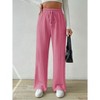Clearlove Womens Wide Leg Palazzo Pleated Pants Ribbed Knit High Waist Flowy Drawstring Loose Casual Trousers - 4 of 4