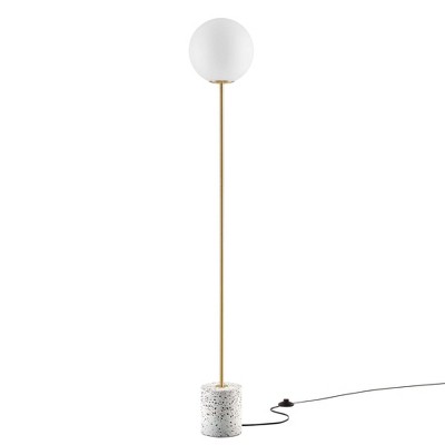 Modway Logic Terrazzo Floor Lamp - Opaque Glass Shade, Black Cable With On/Off Foot Switch