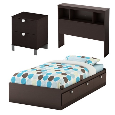 Spark 3pc Kids Bedroom Set Twin Chocolate South Shore