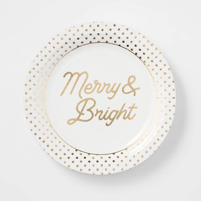 12ct Pin Merry & Bright Appetizer Plate Gold - Wondershop™