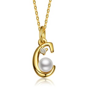 Personalized 14K Gold Plated Initial Pearl Pendant Necklace for all ages: A Charming gold Elegant Keepsake Gift - 1 of 3