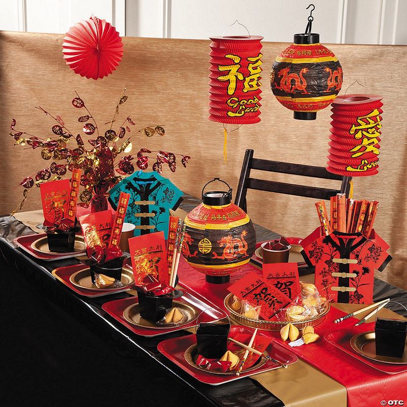 Fun Express Inspired by Chinese New Year Hanging Multi-color 6" Cylinder Shaped Paper Party Lanterns, 6 Count, 3 of 4
