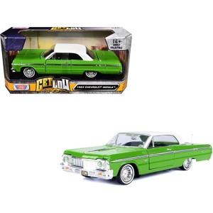 1964 Chevrolet Impala Lowrider Hard Top Green with White Top "Get Low" Series 1/24 Diecast Model Car by Motormax - 1 of 3