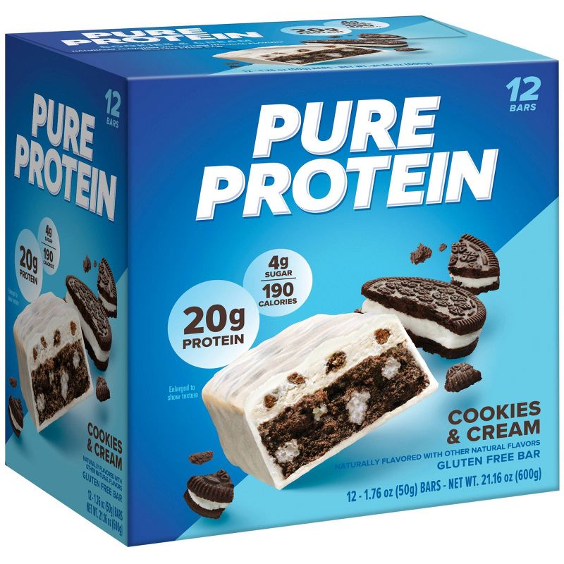 Pure Protein Bar - Cookies &#38; Cream - 12pk, 5 of 8