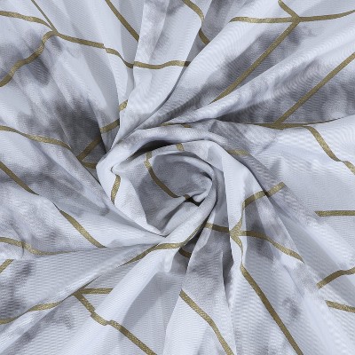 Gold and Silver Luxe Marble Cotton Shower Curtain with Liner