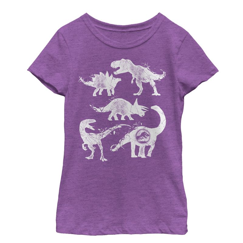 Girl's Jurassic World: Fallen Kingdom Cracked Dinosaurs T-Shirt, 1 of 4