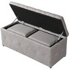 VYNXARIA 1 Piece Rectangular Storage Ottoman Fabric Linen with 2 Set Ottomans (Beige) - 4 of 4