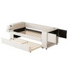 Twin Size Daybed, Velvet Upholstered Storage Platform Bed Frame with Twin Size Trundle Bed, USB Ports -ModernLuxe - 4 of 4
