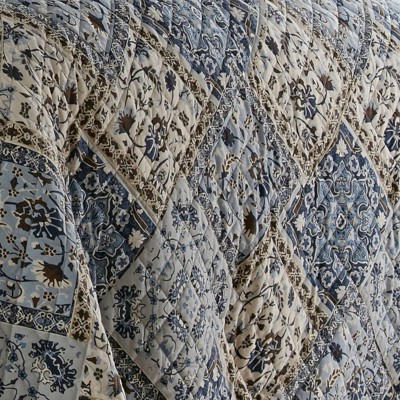 Cottage Charm King-Size Reversible Cotton Quilt Set in Blue