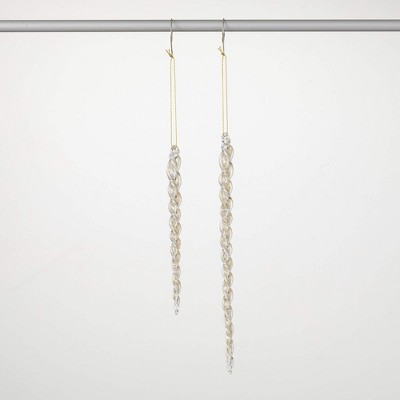 9.75"H & 6.75"H Sullivans Christmas Gold Accented Icicle Ornaments Set of 2  Red