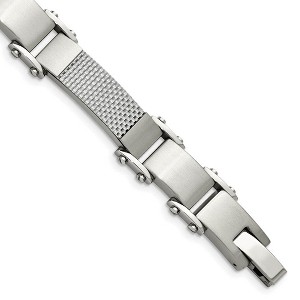 Black Bow Jewelry Men's Stainless Steel Gray Carbon Fiber Link Bracelet, 9 Inch - 1 of 4