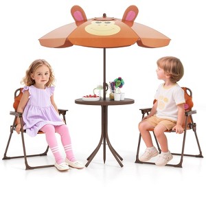 Infans Kids Picnic Table & Chair Set with 2 Folding Chairs & Height Adjustable Umbrella - 1 of 4