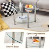 NicBex Contemporary Minimalist Double-Layer Tempered Glass Coffee Table with Storage,Round Center Table for Living Room - 4 of 4