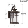 Franklin Iron Works Callaway Rustic Industrial Outdoor Wall Light Fixtures Set of 2 Bronze LED 11 1/2" Clear Seedy Glass for Post Exterior - 4 of 4