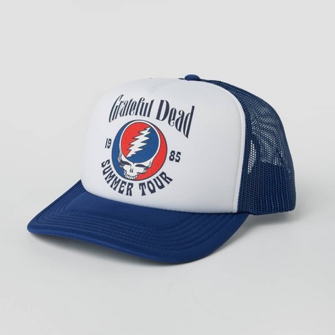 Men's Grateful Dead Polyester Trucker Baseball Hat - White/Navy Blue