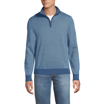 Lands' End Men's Long Sleeve Fine Gauge Cotton Quarter Zip Sweater