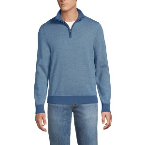Lands' End Men's Long Sleeve Fine Gauge Cotton Quarter Zip Sweater - 1 of 4