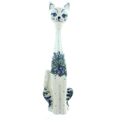 Blue Rose Polish Pottery Hyacinth Large Cat